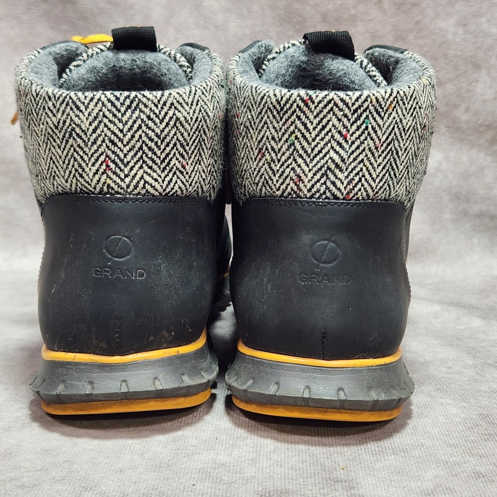 Cole Haan Zerogrand Waterproof Hiking Boots Black Yellow Herringbone W04238 9B - Picture 4 of 8